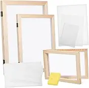 RORPOIR 1Set Paper Making Kit with Wooden Frames Mould Deckle Includes Absorbent Easy to Use DIY Paper Making Supplies for All Ages
