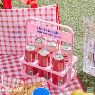 現貨 韓國大創  野餐系列  可愛 ins 露營 飲料架 杯架 啤酒籃