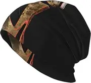 [QMNKLET] Beanie Hats for Men Women Soft Knit Cuffed Beanie Spartan Warrior Helmet Skull Cap Headwear Ski Hat Black, Black, One Size