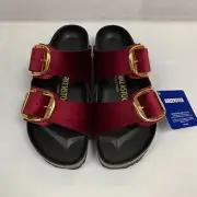 Birkenstock New w/ Box Arizona Big Buckle Rivet Maroon Velvet Exquisite Regular