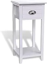 Nightstand with 1 Drawer White Bedroom Storage