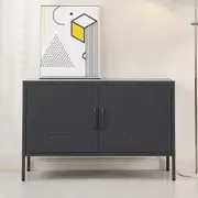 Metal Locker Style Buffet Sideboard Storage Cabinet - Charcoal