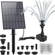 AISITIN 3.5W Solar Fountain Pump, DIY Solar Panel Fountain with 4.9FT Water Pipe Pump with 16 Nozzles Sprays Elegant Water Feature for Bird Bath, Garden Decoration, Pets Drinking and Pond