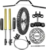 YC Yier 14" Front Wheels Forks Shock Front End 45/48mm Triple Tree + 7/8" Handlebar + 60/100-14 Tire Rim for Pit Dirt Bike Coolster SSR Apollo Taotao 110cc 125cc CRF70 KX65