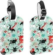 [KQNZT] Luggage Tags for Suitcases, 2 Pcs Personalized Luggage Tags for Suitcases, PU Leather Luggage Tags, Travel Tags, Baggage Tag, Cow Pig Fox Sheep Cartoon Lovely Animal