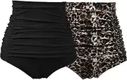 [COCOPEAR] Women's Ruched High Waisted Bikini Bottom Retro Vintage Swim Short Tankinis (FBA)