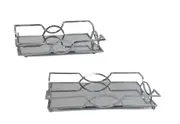 Set 2 Rectangle Silver Mirror Tray 31x5cm
