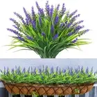 10 Bundles Artificial Monkey Grass Outdoor Fake Flowers UV Resistant Lavender...