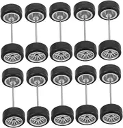 Upgrade Your Car 16 Pairs Model Set Rubber Tires Rims for Easy Installation for Collectors Hobbyists Black