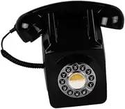 AsrMyjcx Retro Landline Phone Wall Mount Antique Type Phone Vintage Type Gift Dial Phone Corded Telephone for Cafe Party Business, Black