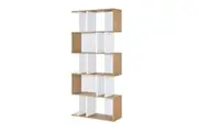 Amber Wooden 5-Tier Display Shelf Bookcase Storage Cabinet - Oak & White