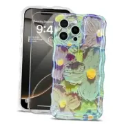 for Case [with 9H Screen Protectors] Wave Bumper iPhone 16 Pro Max Blue Purple