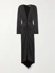 [Veronica Beard] Veronica Beard - Kiah Ruched Crystal-embellished Jersey Maxi Dress - Black - small small Black