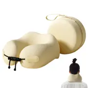 Travel Memory Foam Pillow Provides Neck Support with Storage Case-Beige