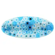 GlassOfVenice Murano Glass Millefiori Oval Hair Clip - Aqua Blue