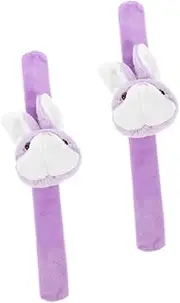 Milisten 2pcs Plush Bunny Cartoon Slap Bracelets Adorable Animal Wristbands for Party Supplies Lightweight Easy to Wear for Birthday Celebrations and