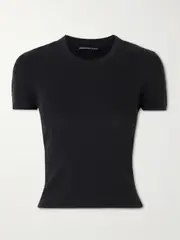 [James Perse] James Perse - Ribbed Linen-blend T-shirt - Black - 0 0 Black