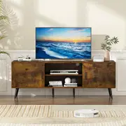 Advwin TV Cabinet 140cm Wooden Entertainment Stand Unit w/ Adjustable Height Shelf & Drawer Walnut