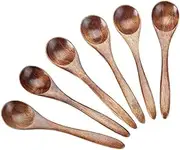 Small Wooden Teaspoon, 6pcs Serving Wooden Utensils for Cooking, Condiments, Honey, Spoons for Daily Use (Wood Color, One Size)