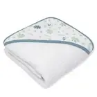Living Textiles | Organic Muslin Hooded towel - Banana Leaf (blue)