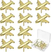 SEWACC 24pcs Thumbtack Airplane Practical Pushpins Bulletin Board Tacks Push Tacks Cork Board Decorations Lovely Thumb Tacks Push Pin Decorative Pushpin Cute Pushpins Golden Steel Needle