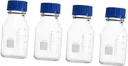 iplusmile 4Pcs Transparent Glass Reagent Vials with Caps Clear Sample Bottles for Chemicals Random Style for Laboratory Use and Storage
