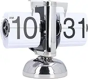 Retro Digital Flip Down Clock, Battery Powered Internal Gear Operated Clock, Flip Digital Clock, Mechanical Clock, for Home & Office Decor (White)