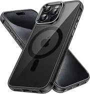 JETech Magnetic Case for iPhone 15 Pro 6.1-Inch Compatible with MagSafe Wireless Charging, Shockproof Phone Bumper Cover, Anti-Scratch Clear Back (Black)