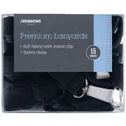 J.Burrows Premium Lanyard Tub Black 15 Pack