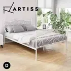 Artiss Bed Frame Double Size Metal Base Mattress Platform Foundation White GROA
