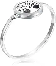 TNBKDSE 30mm Round Stainless Steel Essential Oil Diffuser Locket Bangle&Bracelet Openable Aromatherapy Bangle for Women/Men