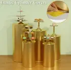 Gold Cover For Round Plinth Cylinder Pedestal Wedding Cake Flower Display Stand