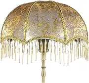 Vintage Lamp Shade, 7.9inch Victorian Lamp Shade with Tassels, Decorative Dome Pendant Light Shade, Fringe Lampshade for E27 Table Lamps, Floor Lamps