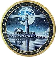 Foglight at Night Lighthouse One Day at A Time Medallion Serenity Prayer Chip