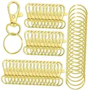 50Pcs Premium Swivel Snap Hook Keychains with Key 32mm/1.25inches-50 Gold