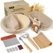 Banneton Bread Proofing Basket Set of 2-9inch Round & 10inch Oval Sourdough B...