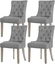 [Artiss] 4X Dining Chairs French Provincial Retro Chair Linen Button Tufted Grey