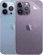 2 Pack Screen Protector for iPhone 14 Pro Max Back Screen Protector 3D Carbon Fiber Ultra Thin Protective Film,Transparent