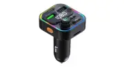 Car Bluetooth 5.3 FM Transmitter, Dual USB 22.5W, Ambient Lighting, TF Card Su