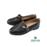 在飛比找Yahoo奇摩購物中心優惠-GREEN PINE復古插釦平底瑪莉珍鞋黑色(0032380
