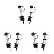 6pc Westmark Spirit Bottle Pourers Easy-Flick Plastic Lid Cap Barware Silver