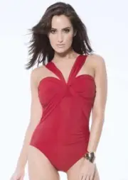 MIRACLESUIT JOJO RED BLACK PADDED BRA MIRACLE SWIM SUIT BATHING SWIMMING COSTUME