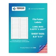 750 White 3.4375" x 0.6667" File Folder Labels - 30 per Sheet