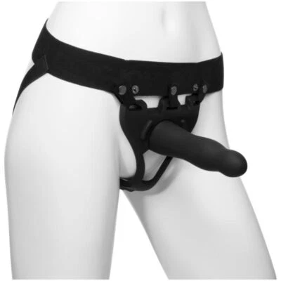SensaSilk™ Be Daring 7in Bulbed Dong 2 Pc Hollow Silicone Strap-On Set: Unleash