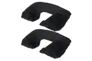2x Crest Sleep Anywhere Inflatable Neck Pillow Travel Flight Support Cushion BK