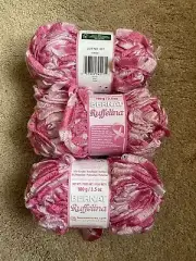 Bernat Ruffelina Yarn (Pink or Cherry Red) 3 Skein Lot