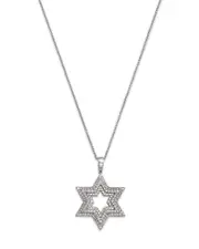 Bloomingdale's Fine Collection Men's Diamond Star of David Pendant Necklace in 14K White Gold, 1.50 tcw