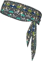 [HVTTIOR] Wearing Clothes Corgi Dogs Print Multifunctional Sweat Wicking Sports Head Tie Headband for Tennis Basketball Karate