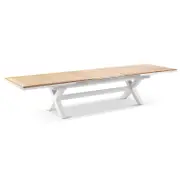 Austin Outdoor 3m-3.8m Extension Teak Timber and Aluminium Dining Table White