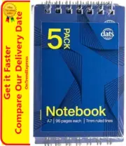 A7 Spiral Ruled Pocket Notebook Pack of 5 Each Notebook is 96 Pages Dats